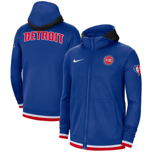 Detroit Pistons Royal 75th Anniversary Performance Showtime Full-Zip Hoodie Jacket